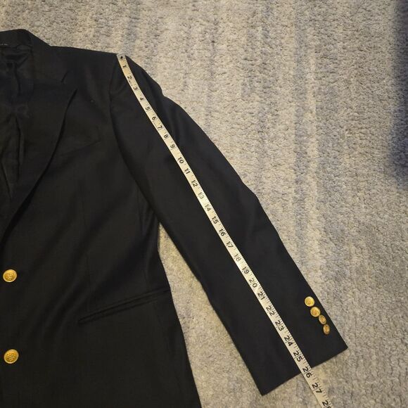 Brooks Brothers 1818 Madison X Loro Piana 40L Gold  Buttons Blazer Navy Blue - Picture 7 of 10